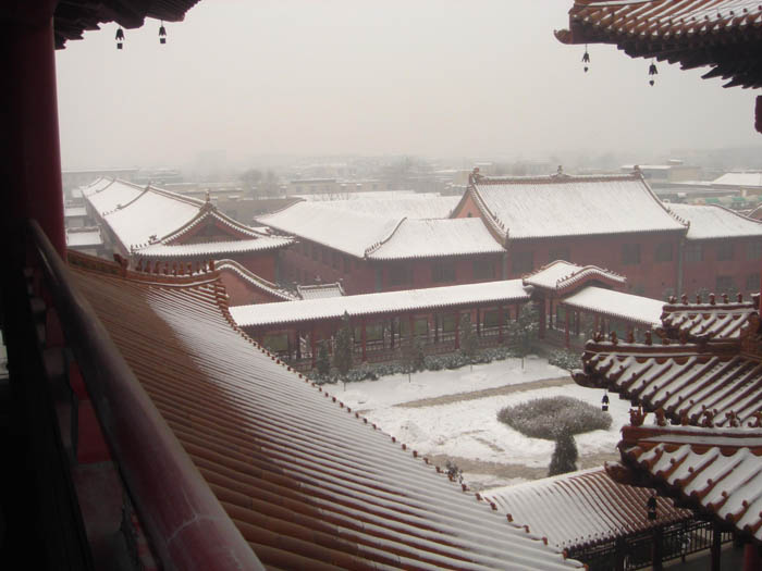 柏林禅寺风景--雾雪中的禅寺